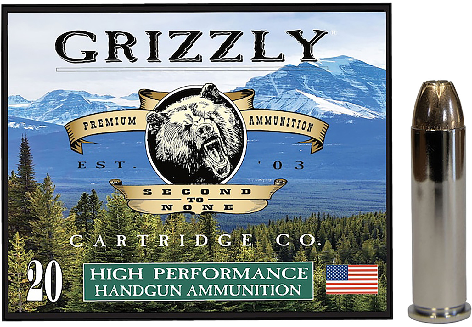 Grizzly Ammo GC357M9   357Mag 148gr Jacketed Hollow Point 20 Per Box/10 Case