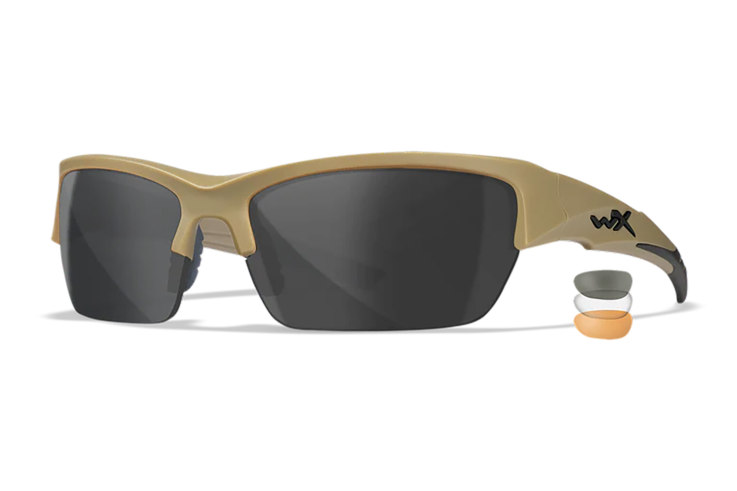Wiley X CHVAL06T Valor  Medium Smoke Gray/Clear/Light Rust Lens Polycarbonate Matte Tan Frame