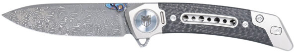 CobraTec Knives CTEMPDAMDNS Emperor  3" Folding Drop Point Plain Damascus VG-10 SS Blade, 4.25" Carbon Fiber/SS Titanium Handle