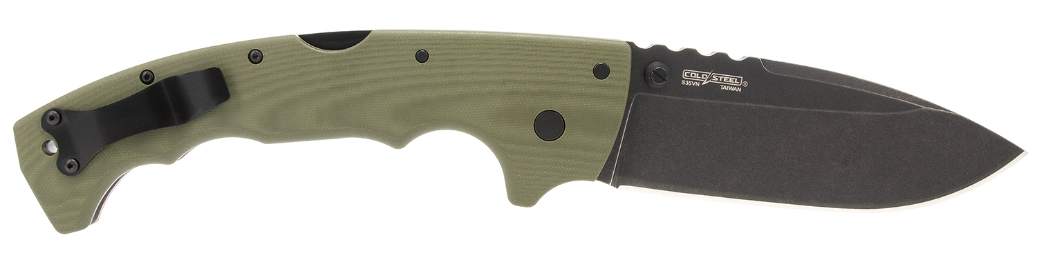 Cold Steel CSFL50MAX 5-Max  5" Folding Drop Point Plain Black Stonewashed S35VN Blade, 7.13" OD Green Textured G10 Handle