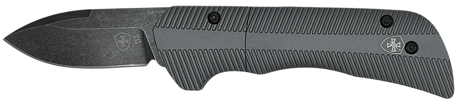 Templar Knife  Cali Auto Assist  1.90" Folding Drop Point Plain Cali D2 Steel Blade, 3.56" Gunmetal Anodized Aluminum Handle