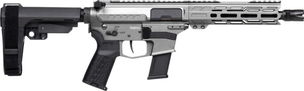 CMMG 45A890FTNG Banshee FE MkG 45 ACP 13+1 8" Black Nitride Threaded Barrel, M-LOK Handguard, Titanium Cerakote Aluminum Receiver w/Picatinny Rail, Black Polymer CMMG RipBrace, CMMG Zeroed Grip