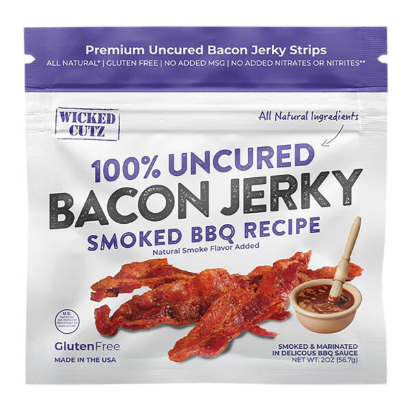 Wicked Cutz WCPJ02BQ Smoked BBQ Bacon Jerky 10 Pack