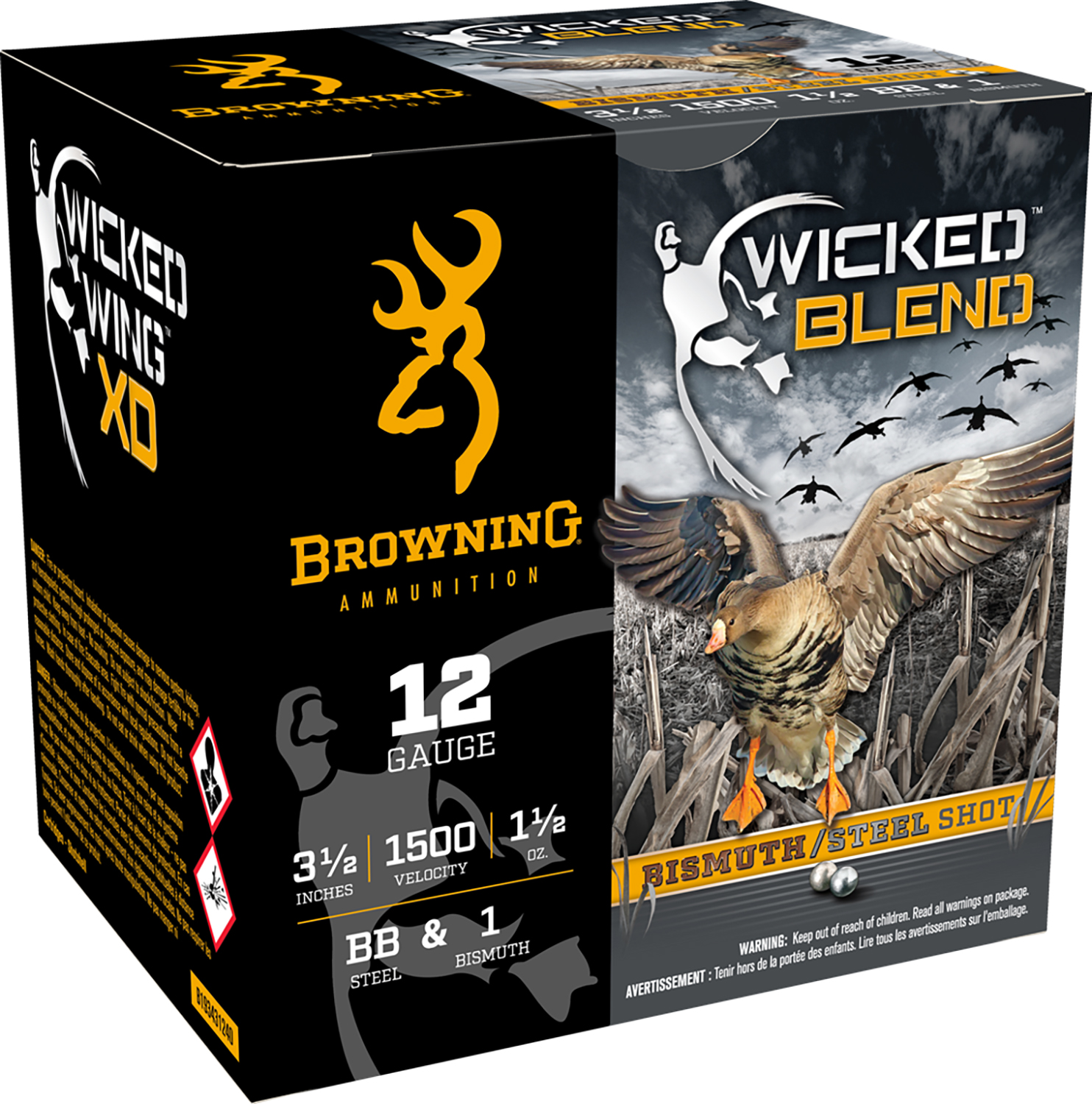 Browning Ammo B193431240 Wicked Blend  12Gauge 3.50" 1 1/2oz BB/1BI Shot 25 Per Box/10 Case