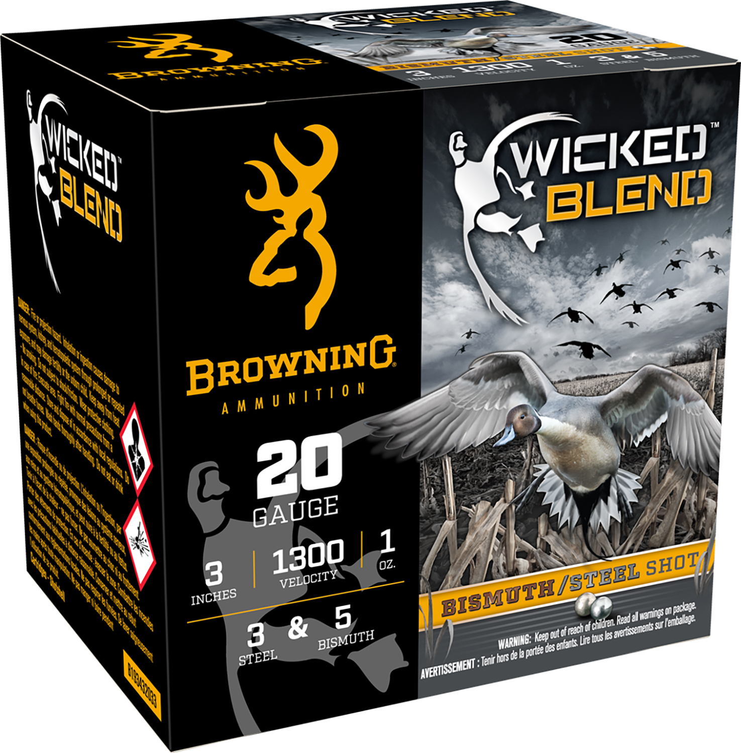 Browning Ammo B193432033 Wicked Blend  20Gauge 3" 1oz 3/5BI Shot 25 Per Box/10 Case