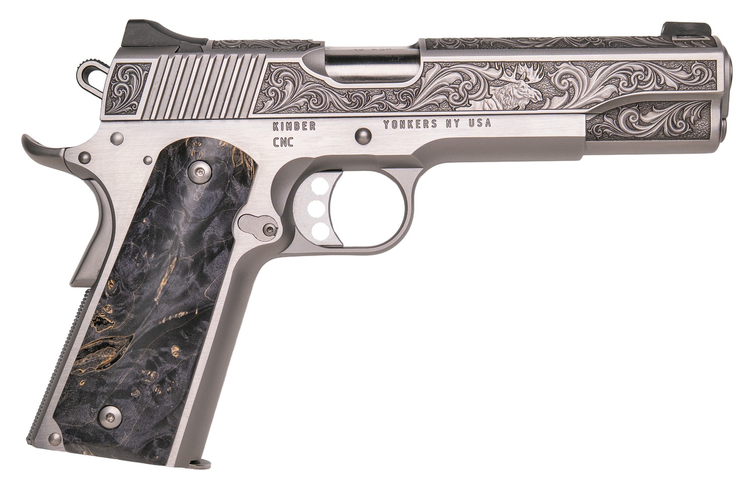 Cnc Firearms CNCWILDLIFE45 Kimber 1911 Wildlife Sports South Exclusive 45 ACP 7+1 5" Burled Maple Wood Grip