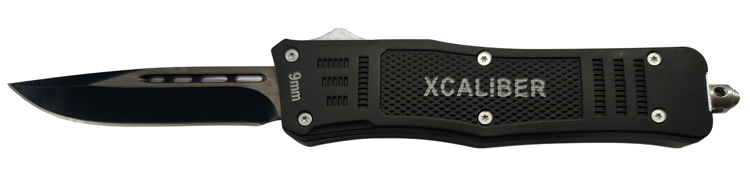 Xcaliber Knife Company  9mm  Medium 3.25" OTF Drop Point 440C SS Blade, 4.64" Steel Handle