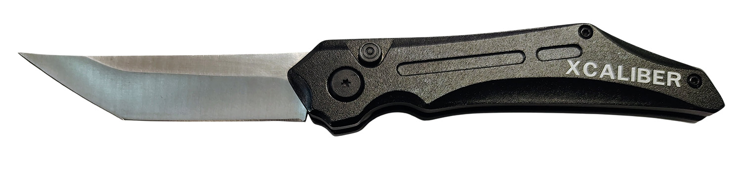 Xcaliber Knife Company  Switch Blade  3.50" Folding Tanto Plain Stainless D2 Steel Blade, 4.75" Black Aluminum Handle