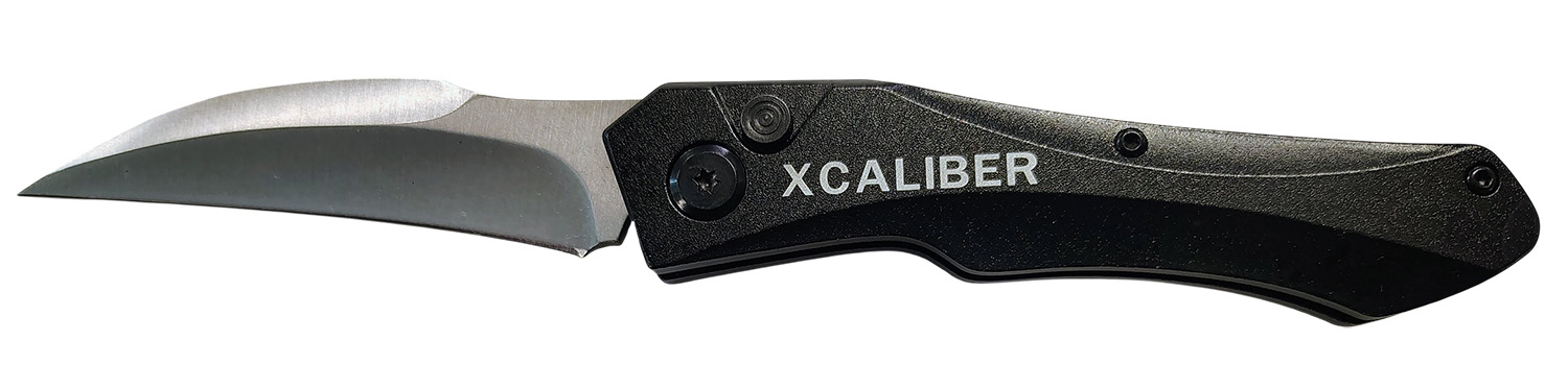 Xcaliber Knife Company  Switch Blade  3.25" Folding Sheepsfoot Plain Stainless D2 Steel Blade, 4.50" Black Aluminum Handle