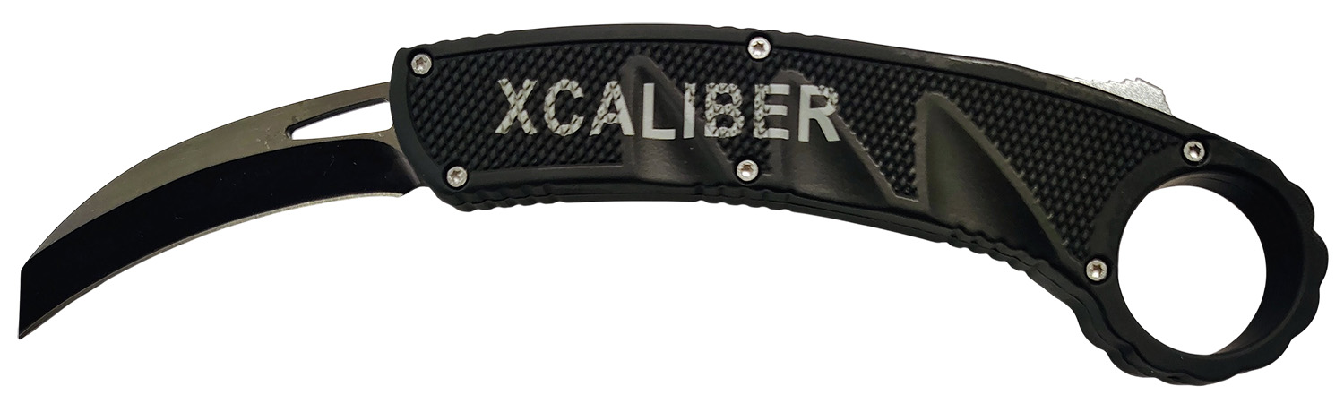 Xcaliber Knife Company  Karambit  3" OTF Reverse Tanto Plain Black 440C SS Blade, 5.75" Aluminum Handle