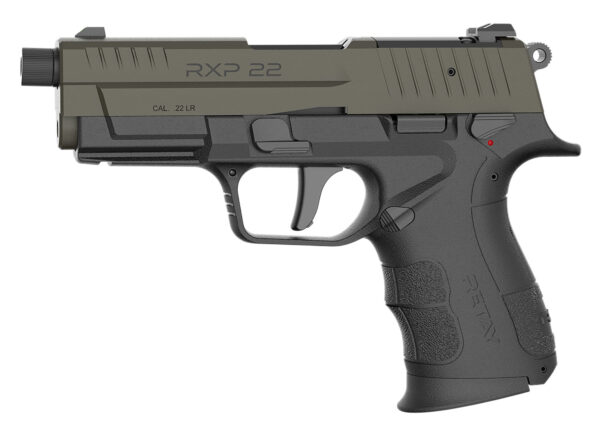 Retay USA RXP22BLKODSL10TH RXP 22 LR 10+1 4" Threaded Barrel, OD Green Cerakote Optic Ready/Serrated Slide, Black Cerakote Polymer Frame w/Accessory Rail, RMR/RMSc Footprint