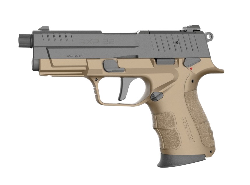 Retay USA RXP22FDEBLKS10TH RXP 22 LR 10+1 4" Threaded Barrel, Black Cerakote Optic Ready/Serrated Slide, Flat Dark Earth Cerakote Polymer Frame w/Accessory Rail, RMR/RMSc Footprint