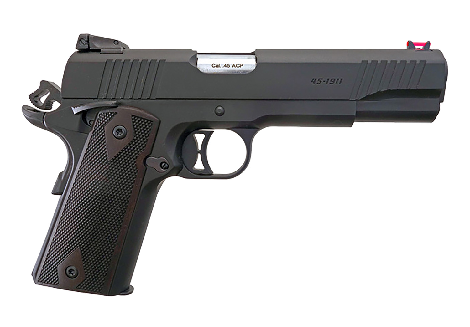 T R Imports 191145BLACK 1911 45 ACP 7+1 Overall Black, Black Polymer Grip