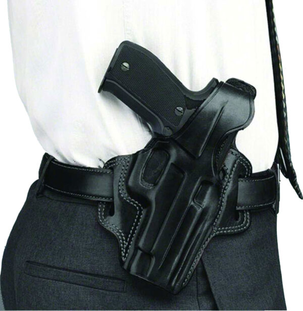 Galco FL104B Fletch OWB Right Hand Black Leather Belt Slide Holster for Ruger GP100 & S&W L-Frame