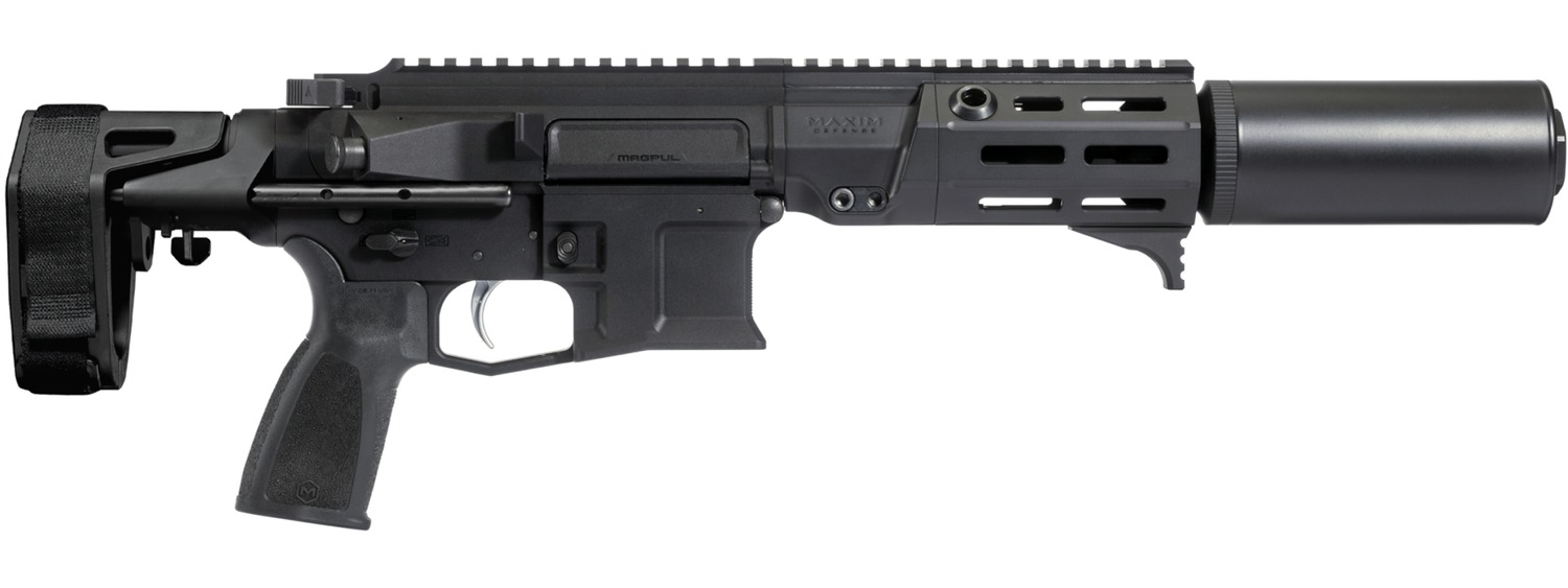 Maxim Defense MXM49701 PDX SD 5.56 NATO 20+1 5.50" Black Integrated Suppressor Barrel, Black DLC Aluminum Receiver w/Picatinny Rail, M-Slot Handguard, Black Polymer Maxim CQB Brace, Polymer Grip