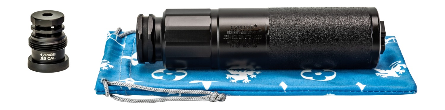 Griffin Armament Explorr 224 Cal 1/2x28 Muzzle Device – Black Stainless Steel/Nickel