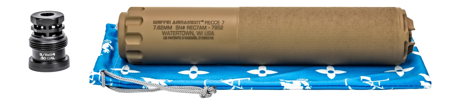 Griffin Armament RECCE 7 MOD 6 7.62mm Suppressor – Flat Dark Earth Stainless Steel