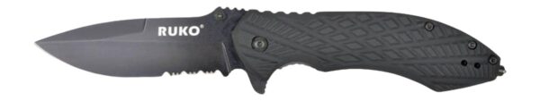 RUKO RUK0182SBBK  440C 3-1/4"SERRATED FOLDING BBPS