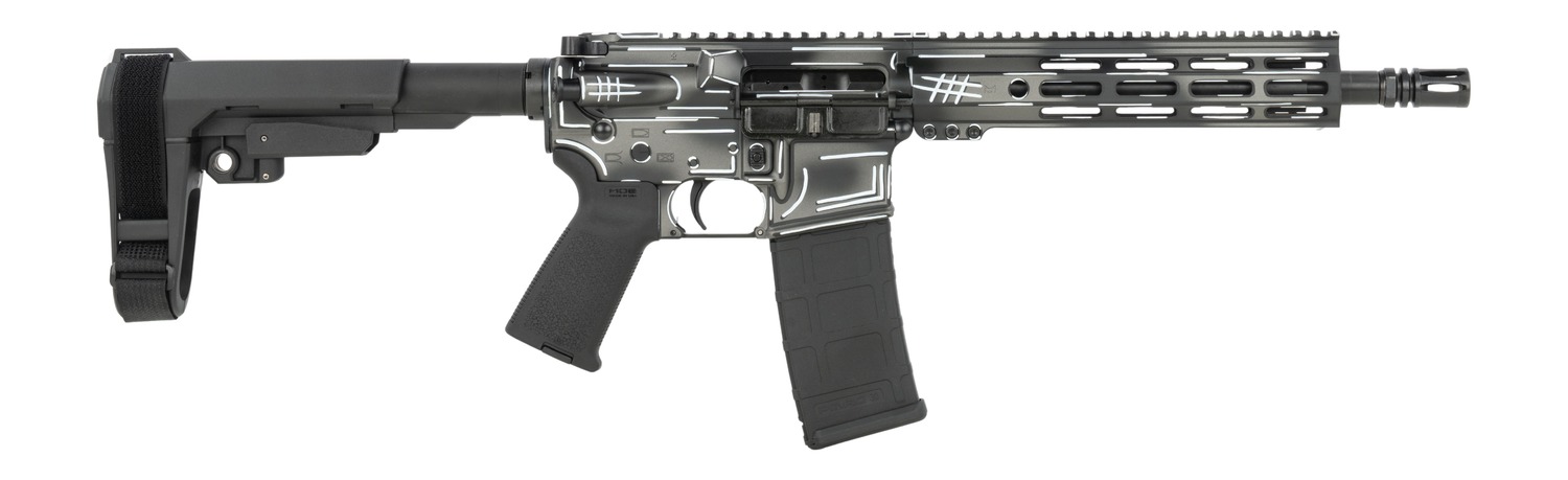 Shark Coast Tactical SCC07046ANBK-P Anime-15 Black 5.56 NATO 30+1 10.50" Black Nitride Threaded Barrel, Aluminum Receiver w/Picatinny Rail, M-LOK Handguard, Polymer SB Tactical SBA3 Brace, Polymer Gri
