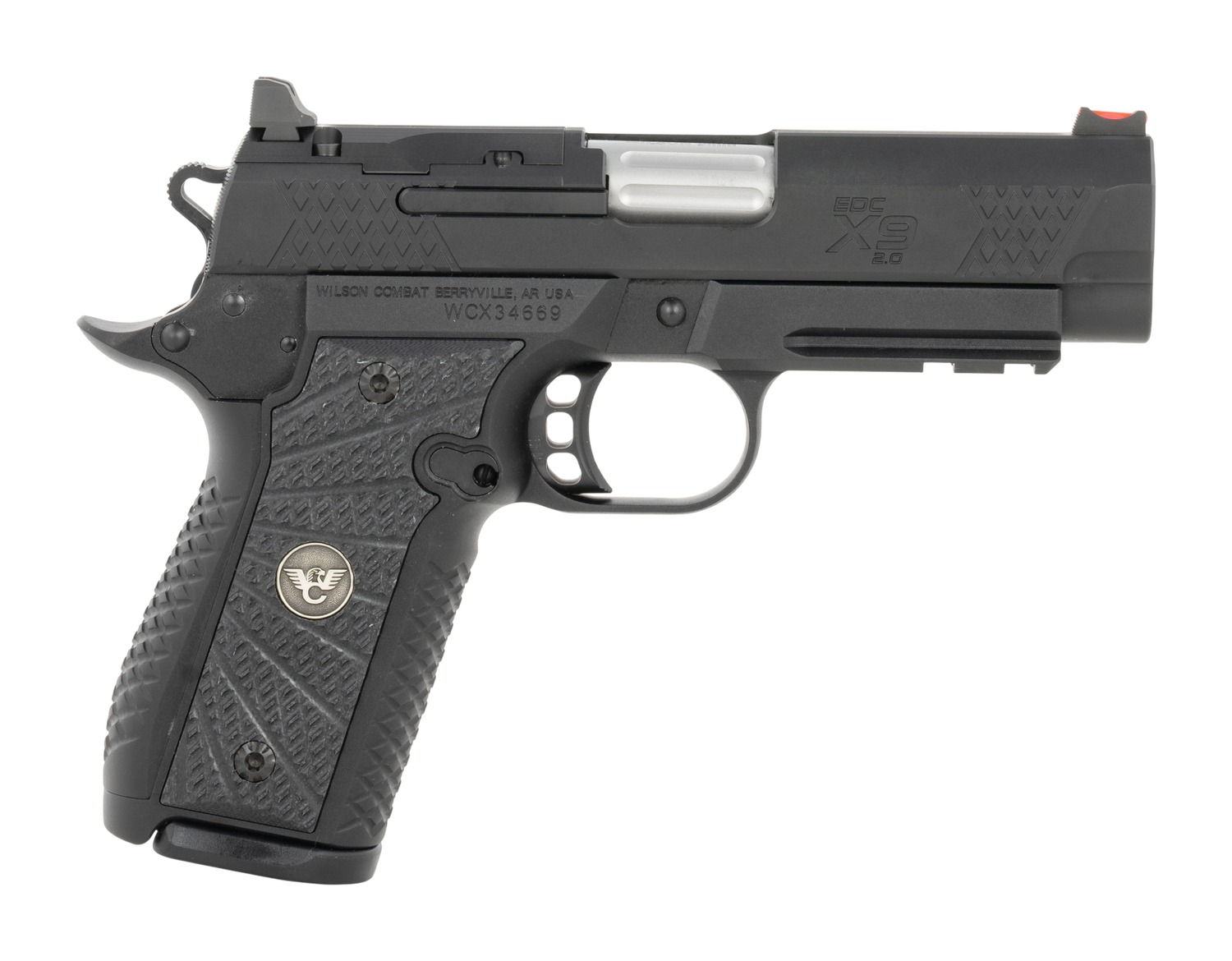 Wilson Combat 2EDCXCPR9OR EDC X9 2.0 9mm Luger 15+1 4" Stainless Fluted Barrel, Optic Ready Slide, Aluminum Frame w/Picatinny Rail, Black G10 Grip