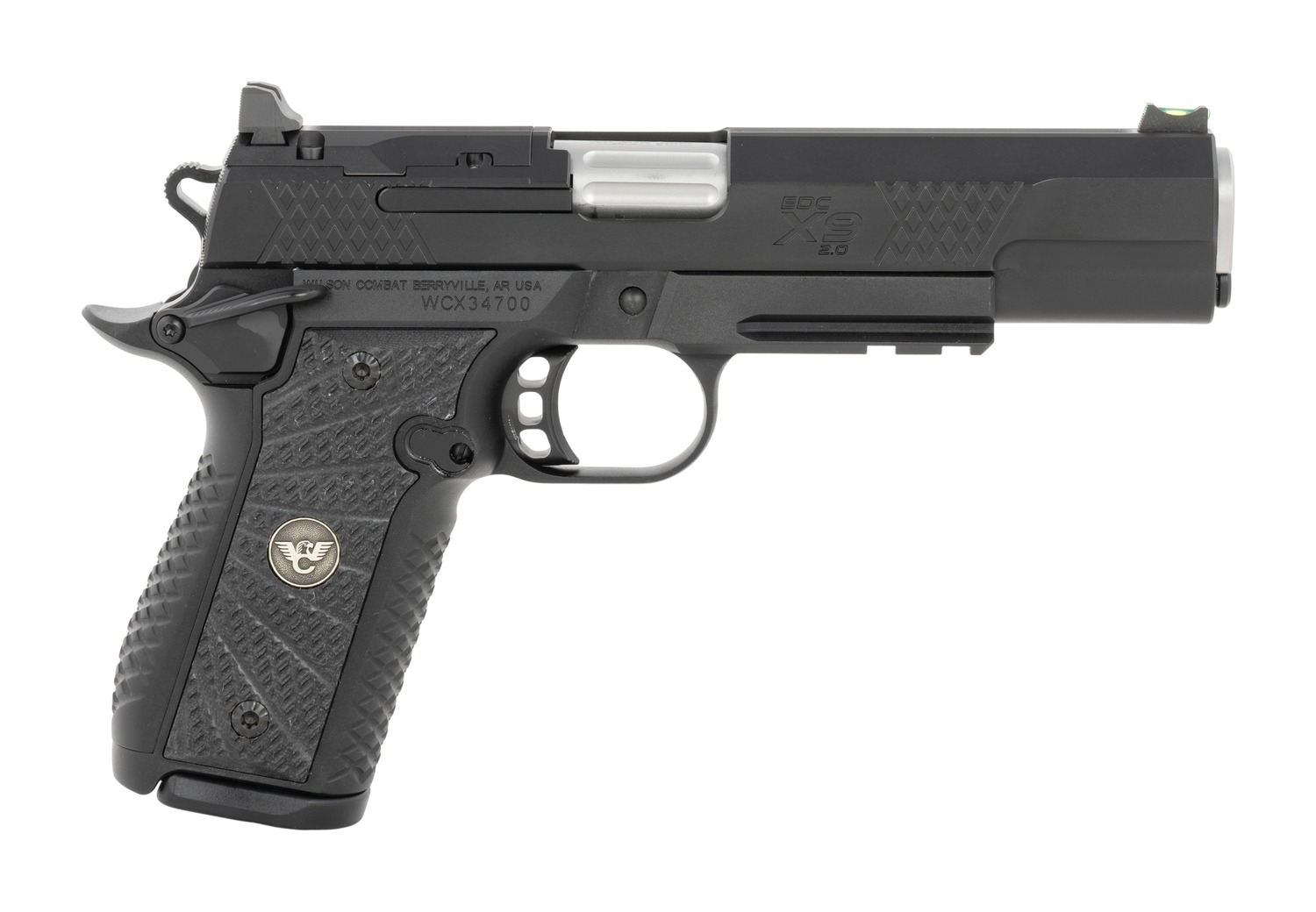Wilson Combat 2EDCXLPR9AOR EDC X9 2.0 9mm Luger 15+1 5" Stainless Fluted Barrel, Black Armor-Tuff Optic Ready Slide, Aluminum Frame, Black G10 Grip, Ambi Safety