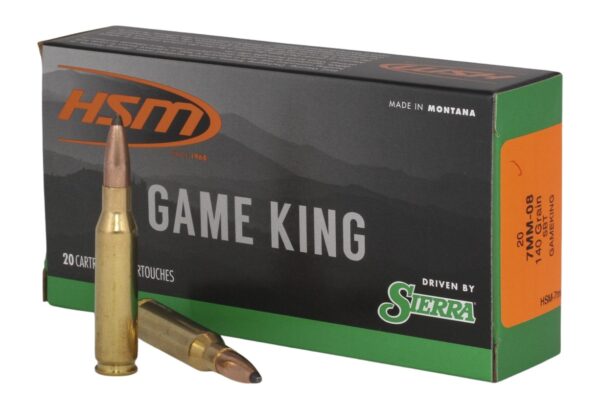 HSM 7MM087N Game King  7mm-08 Rem 140 gr Sierra GameKing Spitzer Boat Tail 20 Per Box/ 25 Case