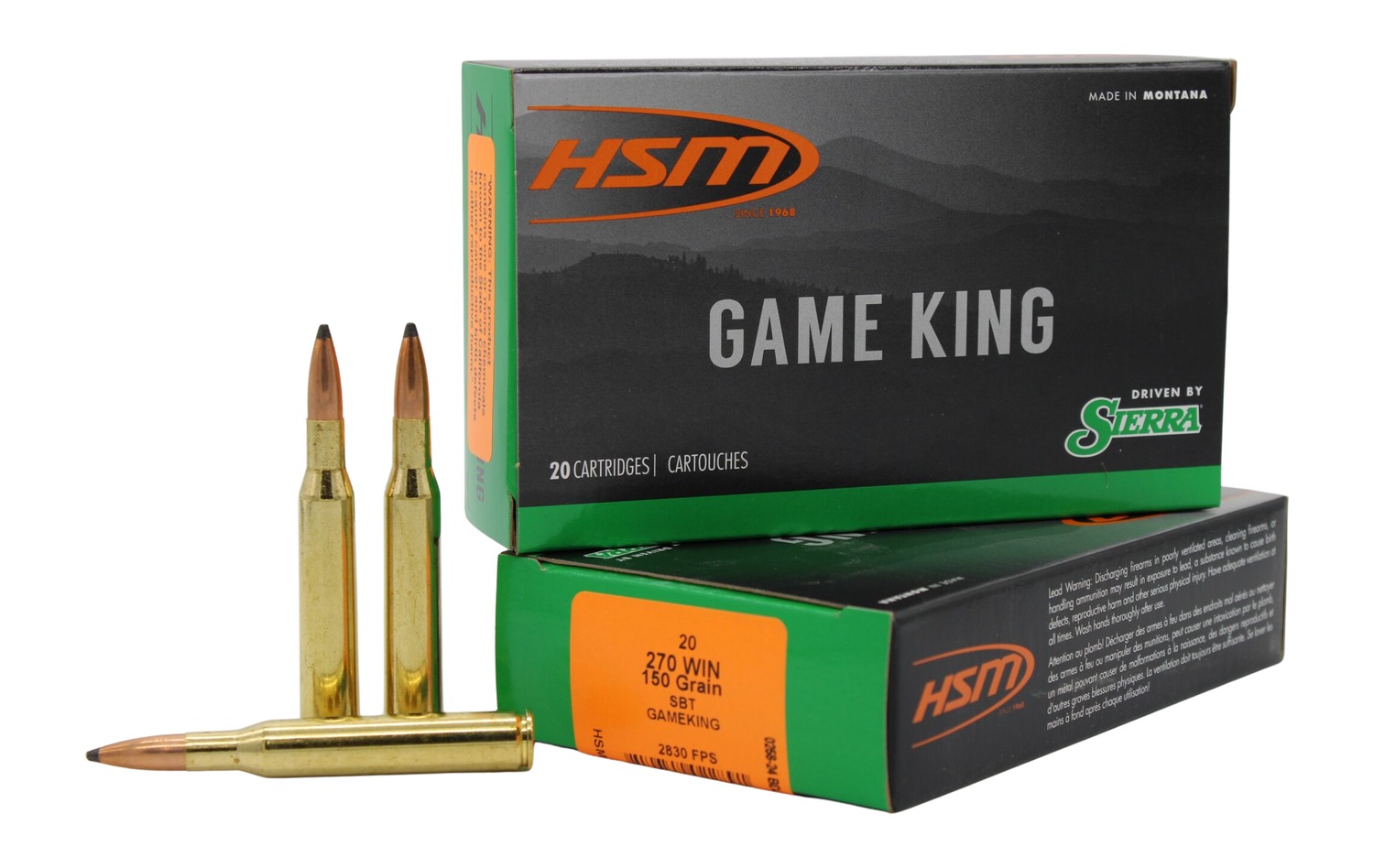 HSM 27013N Game King 270 Win 150 gr Sierra GameKing Spitzer Boat Tail 20 Per Box/ 20 Case