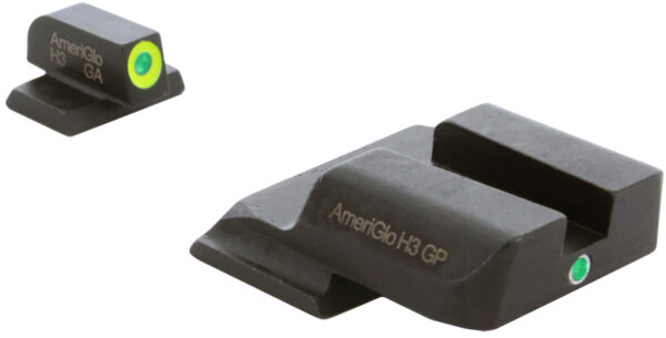 AmeriGlo SW301 i-Dot Sight Set for Smith & Wesson M&P – Green Tritium Front with LumiGreen Outline, Green Tritium Rear