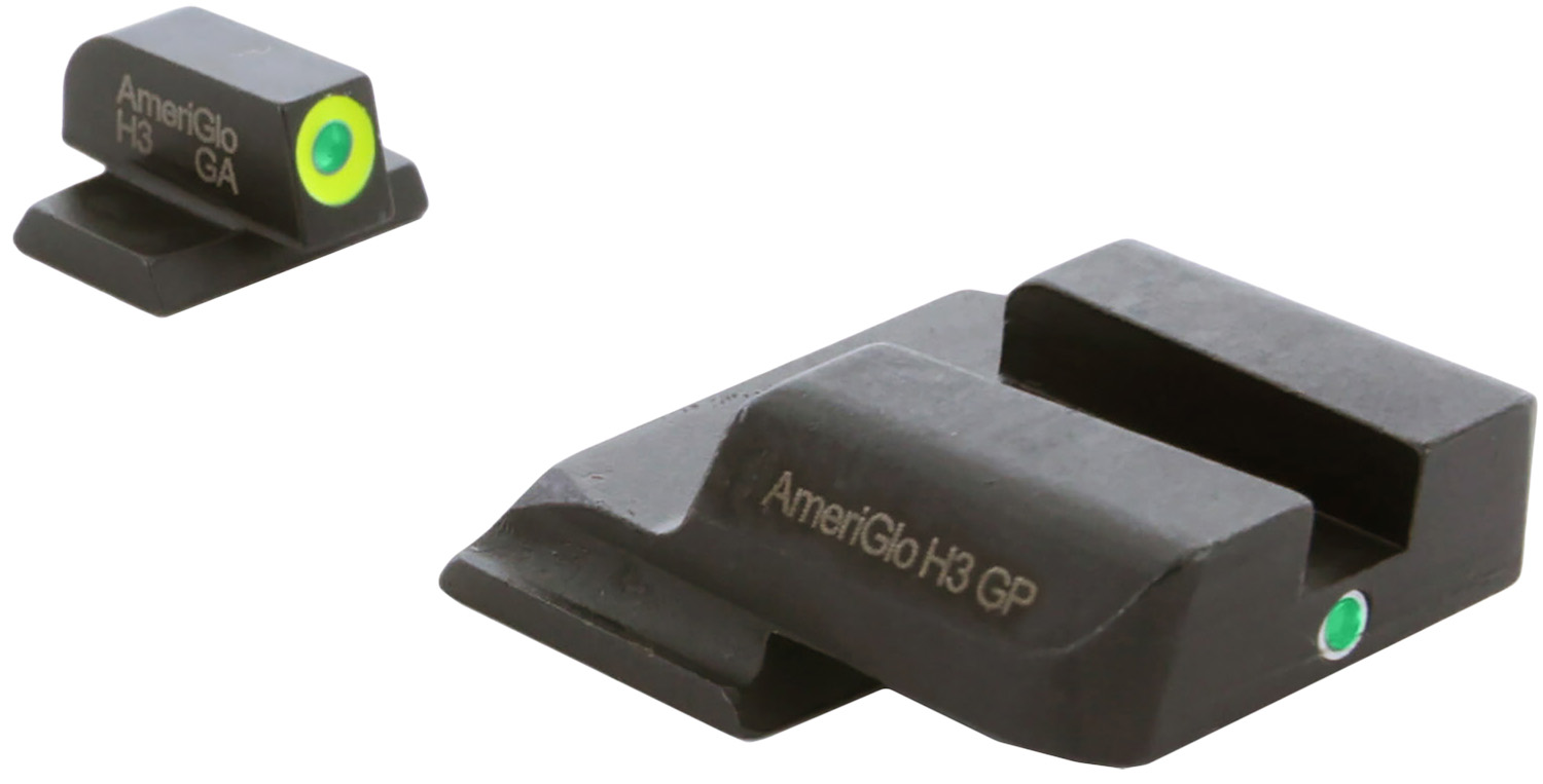 AmeriGlo SW301 i-Dot Sight Set for Smith & Wesson M&P – Green Tritium Front with LumiGreen Outline, Green Tritium Rear
