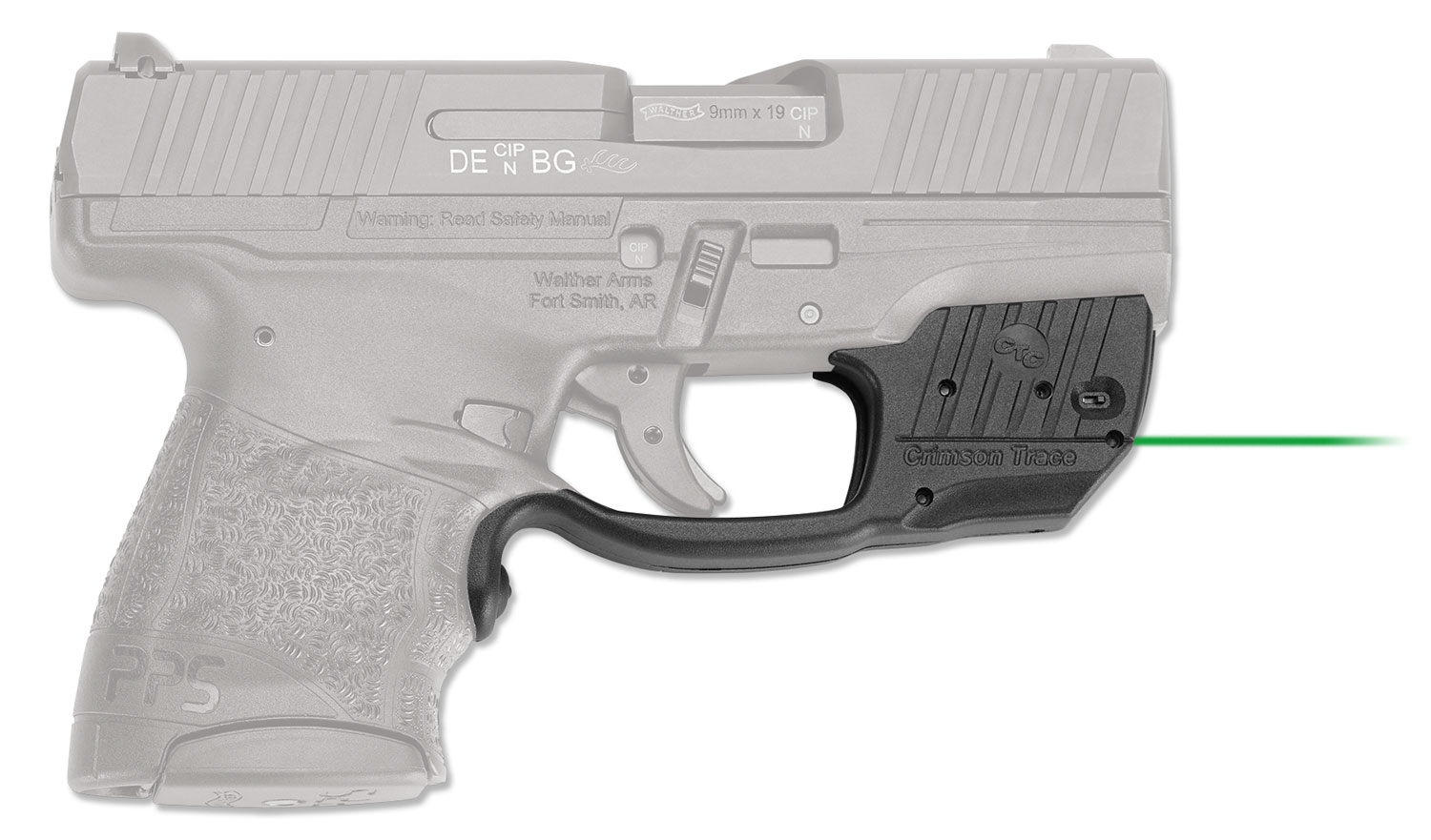 Crimson Trace 0158101 Laserguard  Fits Walther PPS M2, Green Laser Black Polymer
