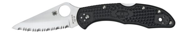 Spyderco C11SBK Delica 4  2.88" Folding Drop Point Serrated VG-10 SS Blade/Black  Textured FRN Handle Includes Pocket Clip