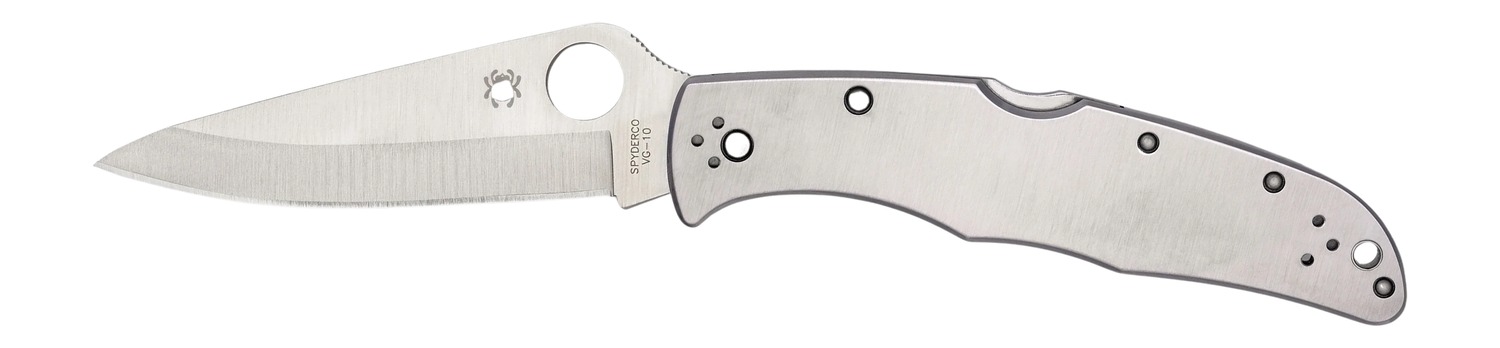 Spyderco C10P Endura II  3.88" Folding Drop Point Plain VG-10 Stainless Steel Blade/Stainless Handle