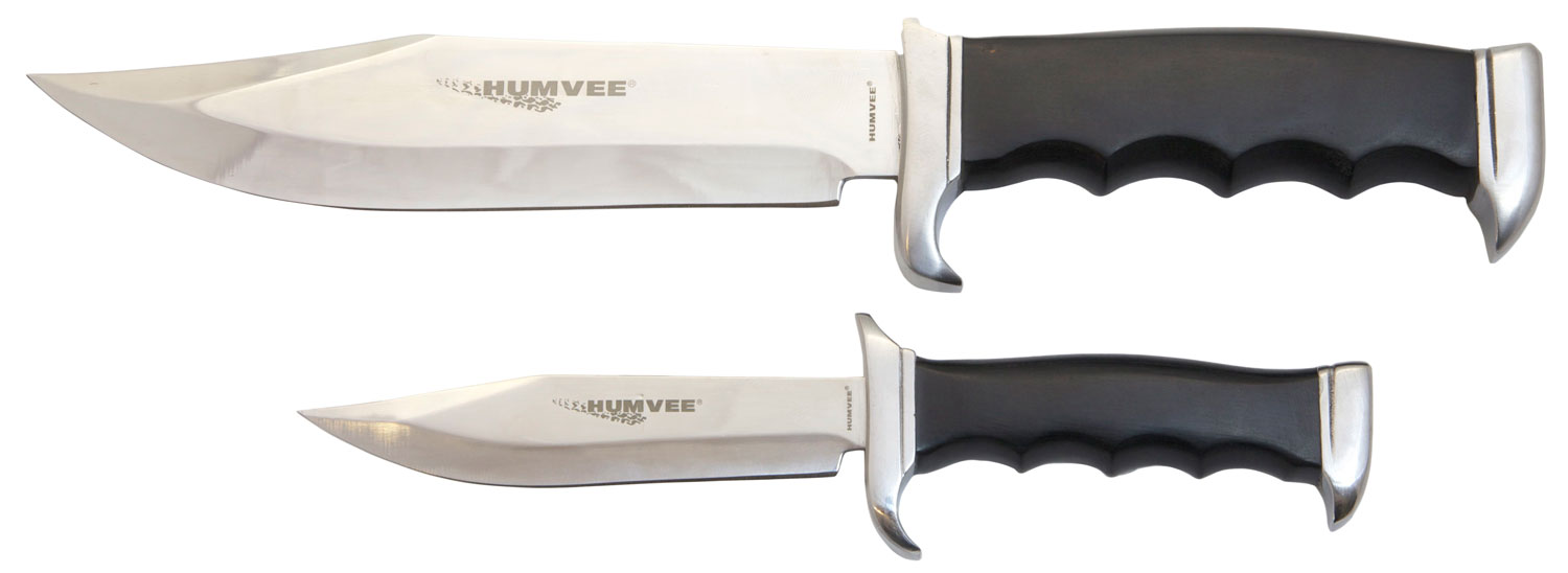 Humvee Adventure Gear HMVBC02BK Bowie Knife Set  Fixed Plain Spear Point Polished Stainless Steel Black Pakawood