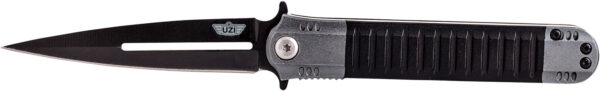 Uzi Accessories UZKFDR009 Covert  3.50" Folding Spear Point Plain Black Stainless Steel Blade Black/Gray Aluminum Handle Includes Metal Clip
