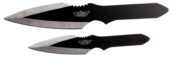 Uzi Accessories UZKTRW002 Throwing Knives  Fixed Spear Point Plain Black Stainless Steel Blade Black Stainless Steel Handle Includes