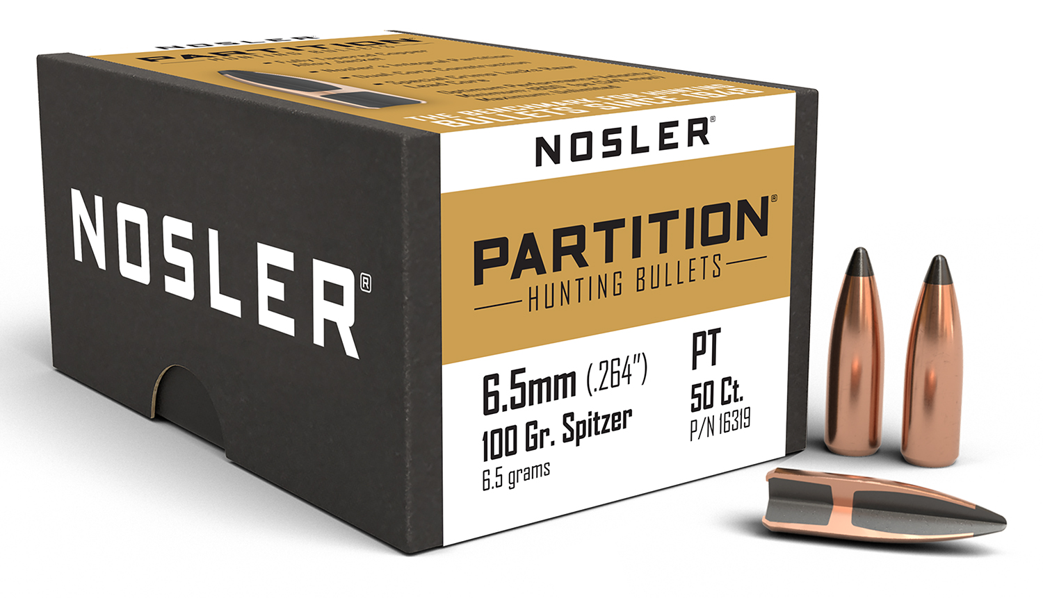 Nosler 16319 Partition  6.5 Creedmoor 100gr Partition Spitzer 50/Box