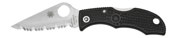 Spyderco LBKS3 Ladybug 3  1.94" Folding Modified Clip Point Serrated VG-10 SS Blade Black FRN Handle