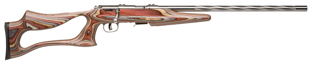 Savage Arms 92750 93 BSEV Full Size 22 WMR 5+1 21" Matte Heavy Spiral Fluted Barrel, Matte Stainless Steel Drilled & Tapped Receiver, Royal Jacaranda Thumbhole Laminate Stock, Right Hand