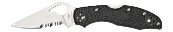 Spyderco BY04PSBK2 Byrd Meadowlark 2 Lightweight 2.87" Folding Drop Point Part Serrated 8Cr13MoV SS Blade Black  Textured FRN Handle Includes Pocket Clip