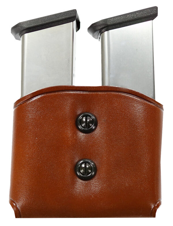 Galco DMC26 DMC Mag Carrier Double Tan Leather Belt Loop 45 ACP Belts 1.50-1.75" Wide Compatible w/ Single Stack Compatible w/ Sig P220 Compatible w/ 1911