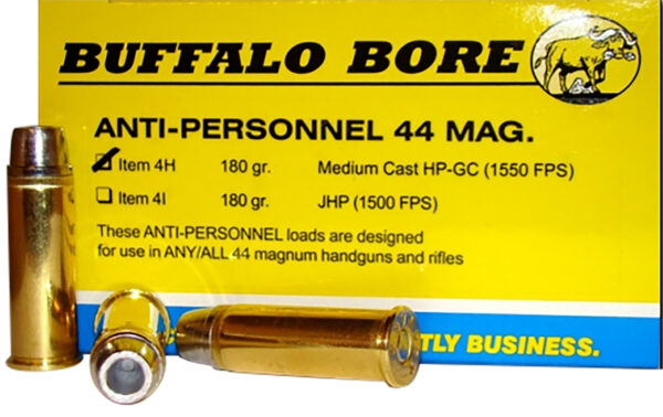 Buffalo Bore Ammunition 4H20 Anti-Personnel Strictly Business 44Rem Mag 180gr Medium Cast Hollow Point 20 Per Box/12 Case