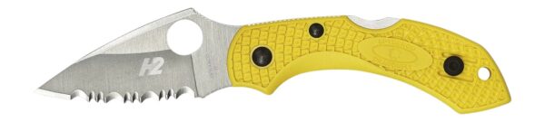 Spyderco C28SYL2 Dragonfly 2 Salt 2.25" Folding Clip Point Serrated H1 Steel Blade Yellow Bi-Directional Texturing FRN Handle Includes Pocket Clip