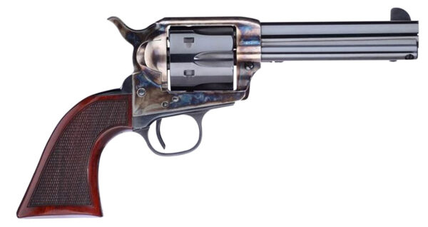 Taylors & Company 556204DE Short Stroke Smoke Wagon  357 Mag 6rd 4.75" Blued Cylinder & Barrel Color Case Hardened Steel Frame Checkered Walnut Navy Size Grip (Taylor Tuned)