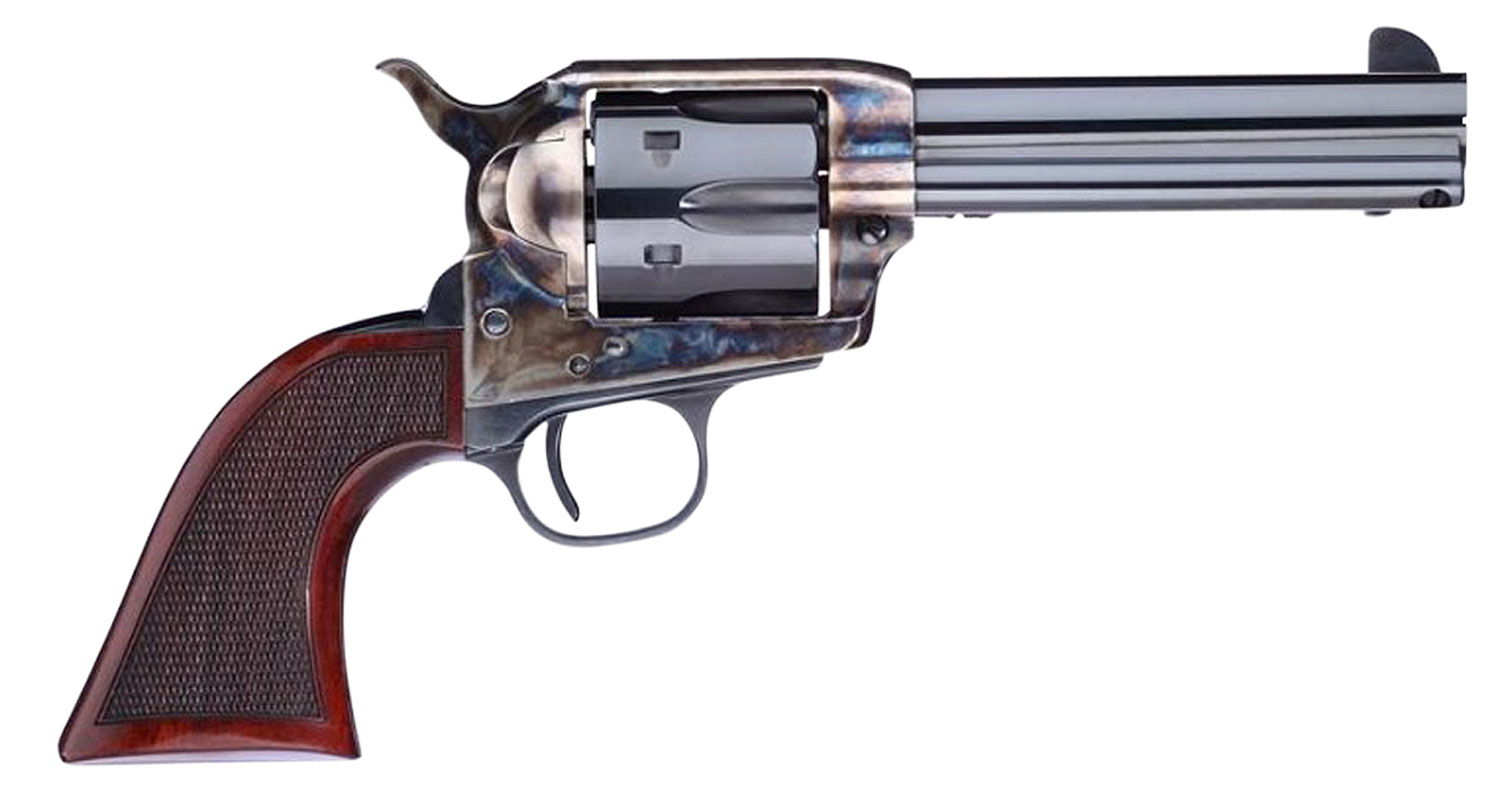 Taylors & Company 556201DE Short Stroke Smoke Wagon  45 Colt (LC) 6rd 4.75" Blued Cylinder & Barrel Color Case Hardened Steel Frame Checkered Walnut Navy Size Grip (Taylor Tuned)