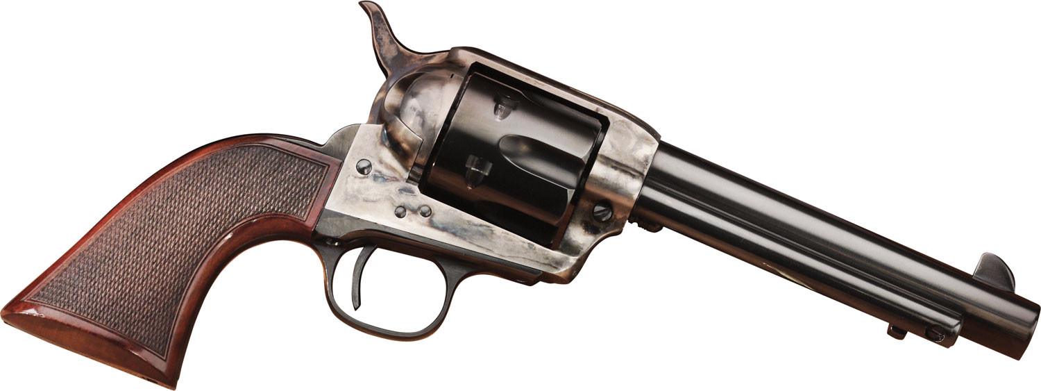 Taylors & Company 556202DE Short Stroke Smoke Wagon  45 Colt (LC) 6rd 5.50" Blued Cylinder & Barrel Color Case Hardened Steel Frame Checkered Walnut Navy Size Grip (Taylor Tuned)