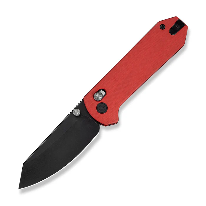Yonder Thumb Stud & Crossbar Lock Knife Red G10 Handle (2.88"" Black Stonewashed 14C28N Blade)
