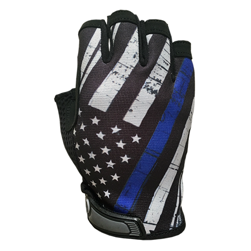 Blue Line Flag Half Finger Gloves - Unlined