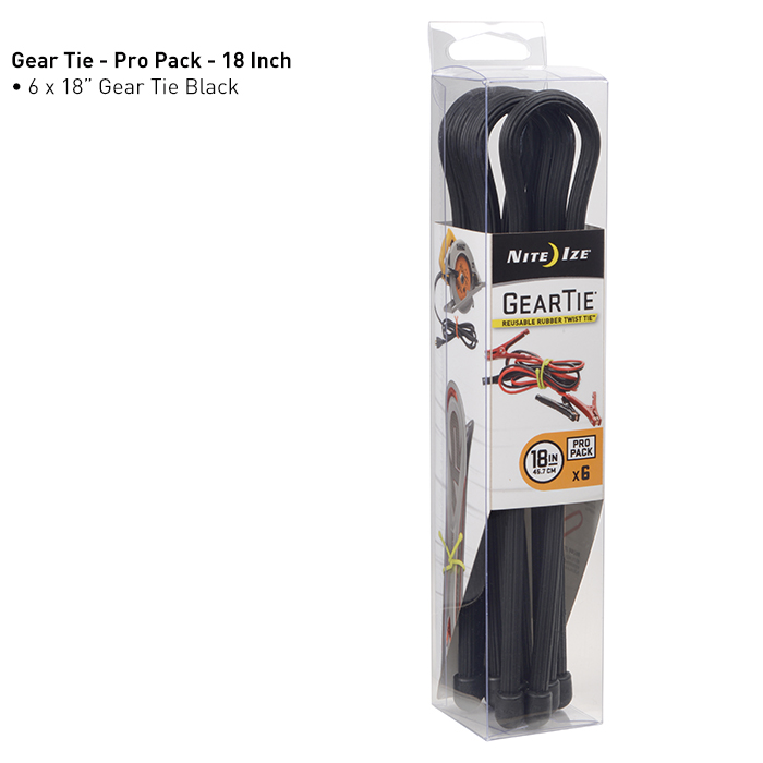 Nite Ize Gear Tie ProPack 18" - 6 Pack - Black
