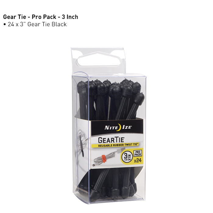 Nite Ize Gear Tie ProPack 3" - 24 Pack - Black