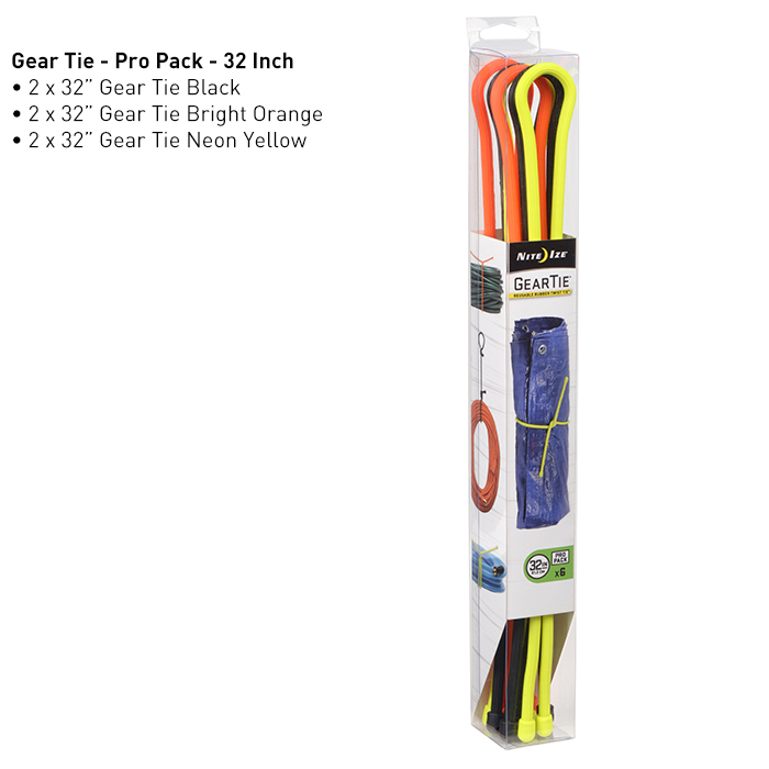 Nite Ize Gear Tie ProPack 32" - 6 Pack - Assorted Colors
